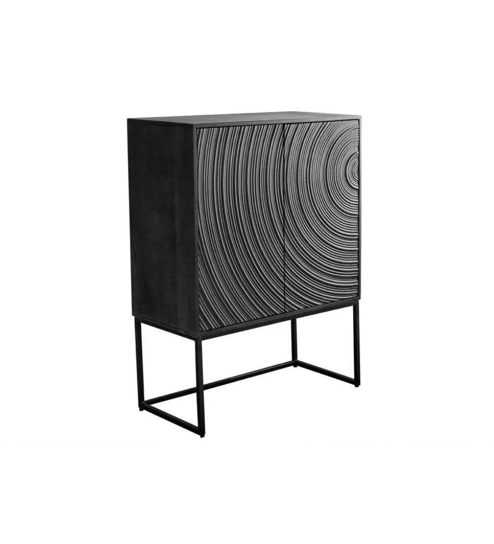 Komoda wysoka 3D ORBIT 120 cm drewno mango czarna
