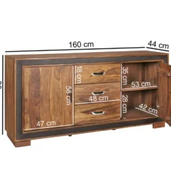 Komoda wysoka 3D ORBIT 120 cm drewno mango brązowa