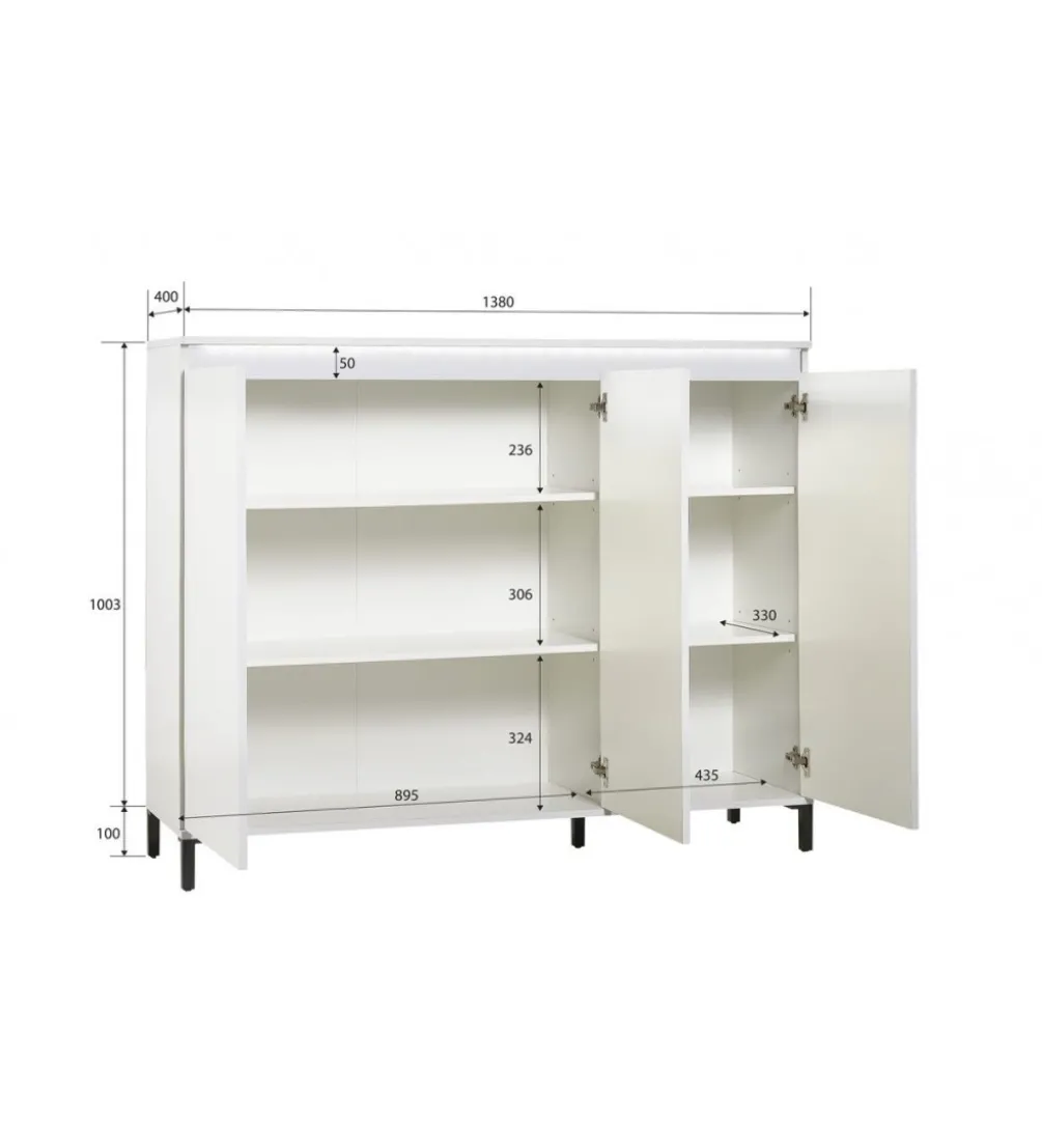 Komoda wysoka GENUA 138 cm biała