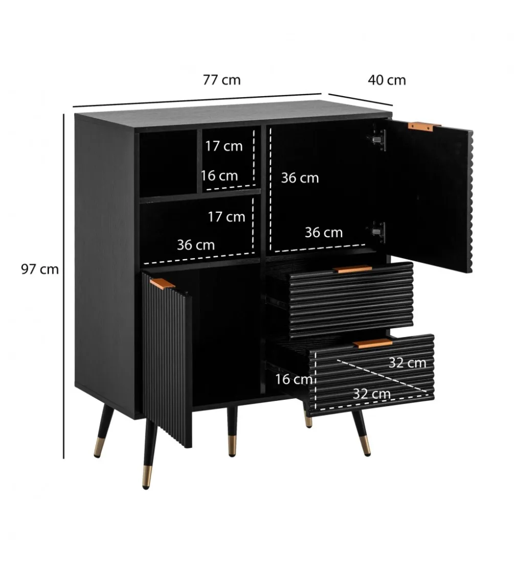 Komoda wysoka GLIMER 77 cm czarna