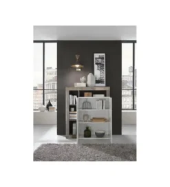 Komoda wysoka HAMBURG 127 cm biała Z Dodatkiem Koloru Klon Pero