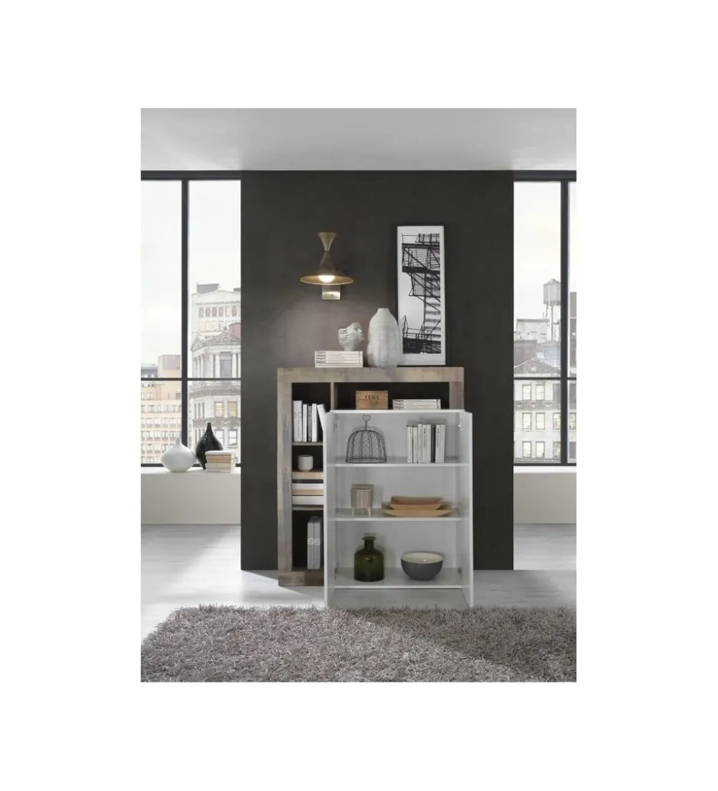 Komoda wysoka HAMBURG 127 cm biała Z Dodatkiem Koloru Klon Pero