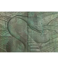 Komoda wysoka HYDRUS Snake 100 cm drewno mango turkusowa Ciemna