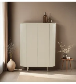Komoda wysoka PATOU 150 cm jasnobeżowy drewno mango