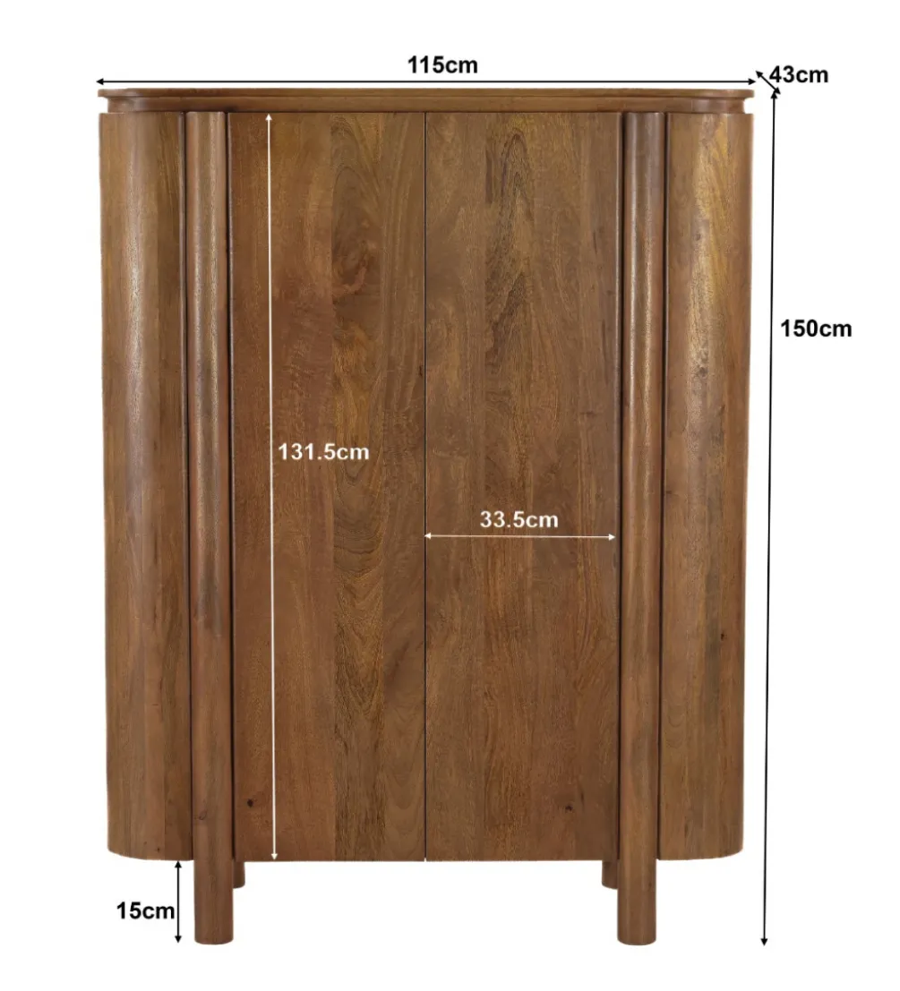 Komoda wysoka SALANO 150 cm drewno mango naturalna