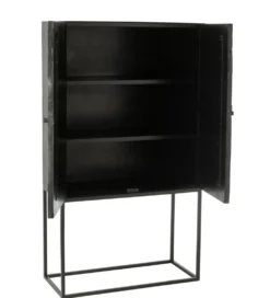 Komoda wysoka Shanil 90 cm drewno czarna