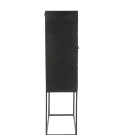Komoda wysoka Shanil 90 cm drewno czarna