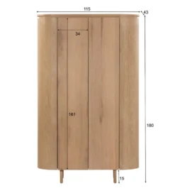 Komoda wysoka TOBAGO 180 cm naturalna