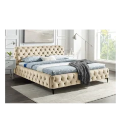 Łóżko MODERN BAROCK 180 x 200 cm welwet champagne