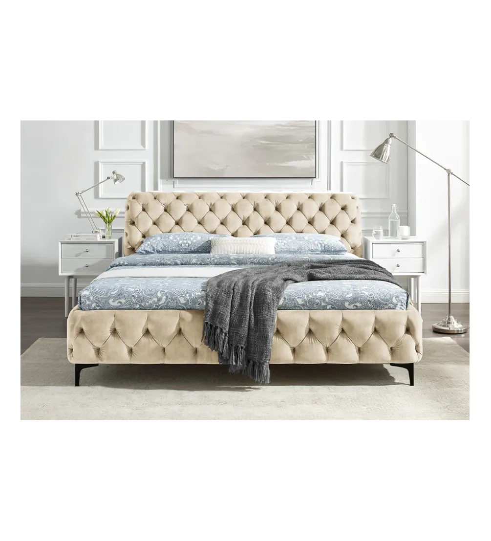 Łóżko MODERN BAROCK 180 x 200 cm welwet champagne