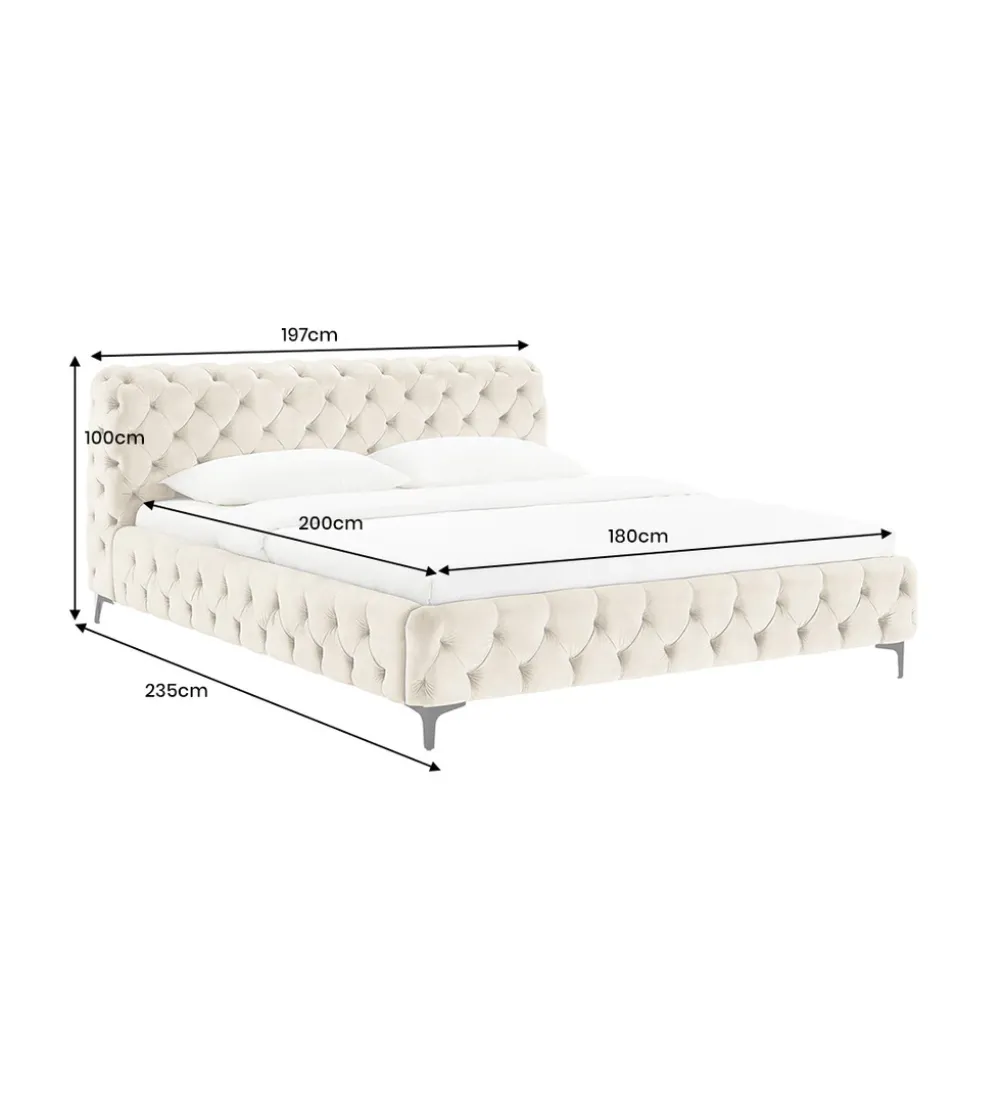 Łóżko MODERN BAROCK 180 x 200 cm welwet champagne