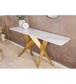 Konsola ART LIVING 140 cm blat z białego marmuru