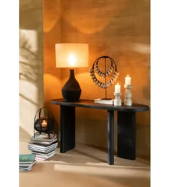 Konsola LEMONE 150 cm drewno teak czarna