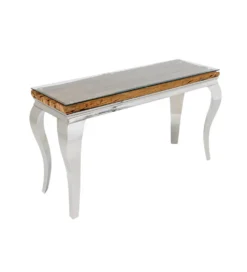 Konsola MODERN BAROCK BARRACUDA 140 cm chromowany szklany blat BEZ blatu tekowego