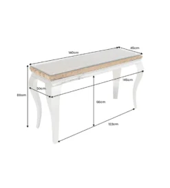 Konsola MODERN BAROCK BARRACUDA 140 cm chromowany szklany blat BEZ blatu tekowego