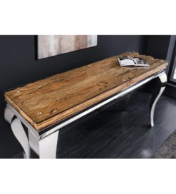 Konsola MODERN BAROCK BARRACUDA 140 cm chromowany szklany blat BEZ blatu tekowego