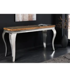 Konsola MODERN BAROCK BARRACUDA 140 cm chromowany szklany blat BEZ blatu tekowego