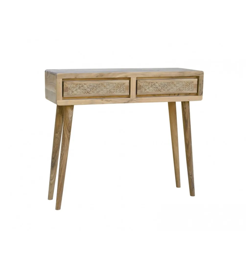 Konsola NORI 90 cm drewno akacja rattan