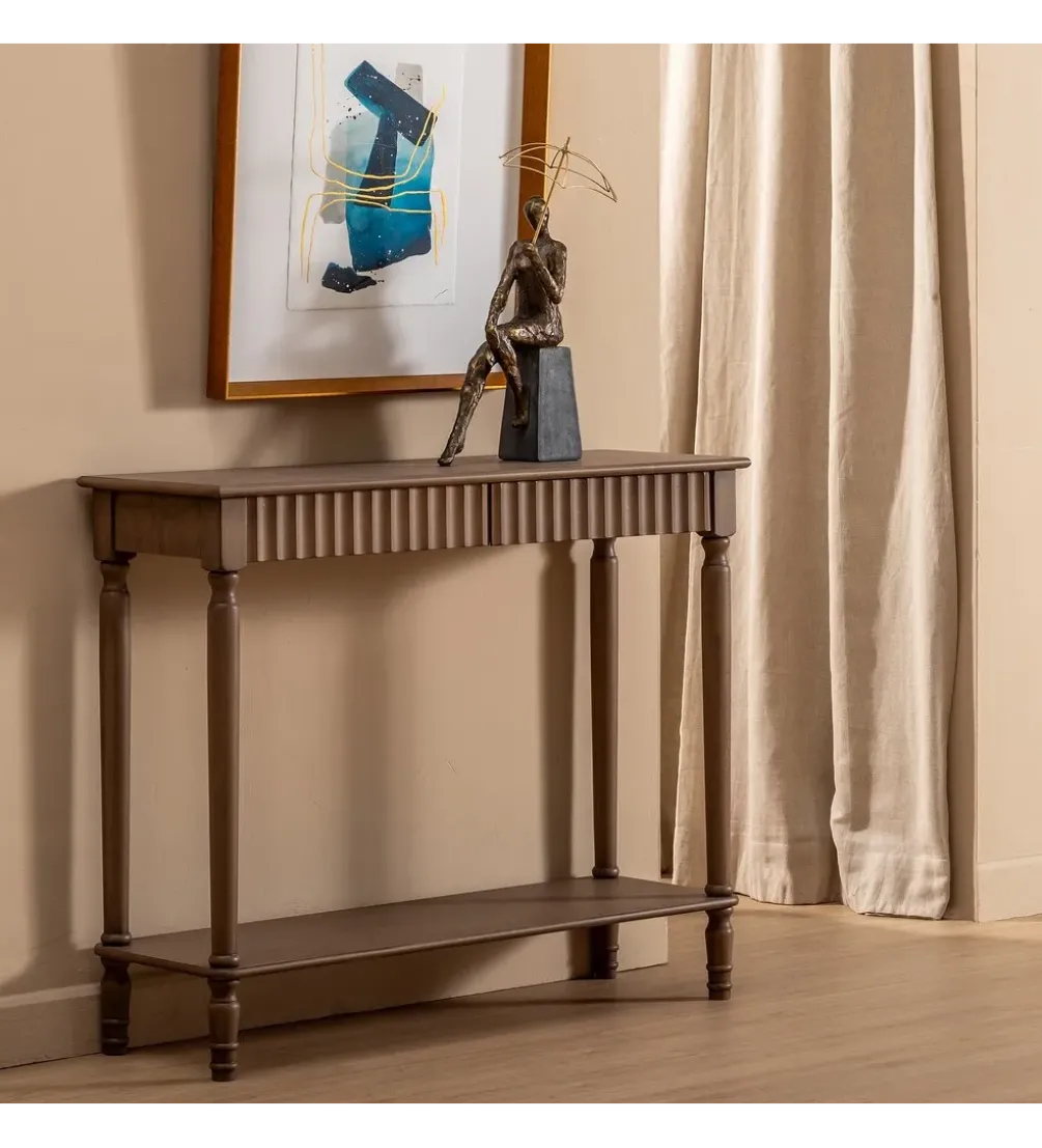 Konsola TEMPU 90 cm drewno sosna brązowy outlet