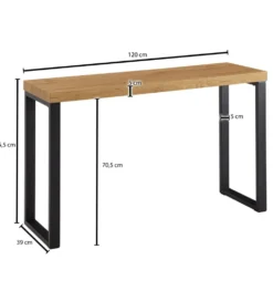 Konsola WOHNLING 120 cm naturalny czarny