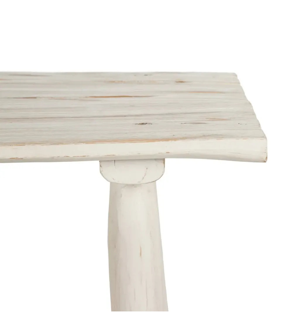 Konsola WORNYM 120 cm drewno teak biała przecierana
