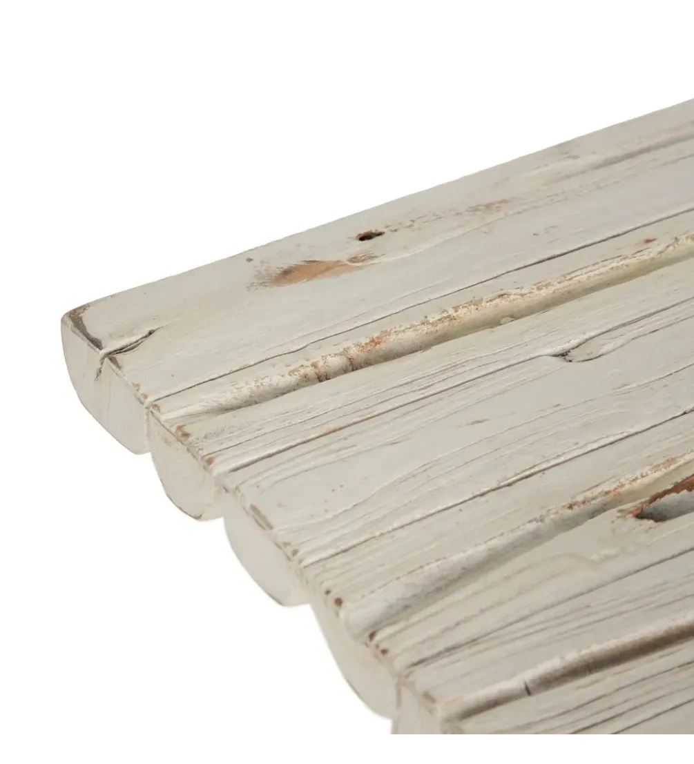 Konsola WORNYM 120 cm drewno teak biała przecierana