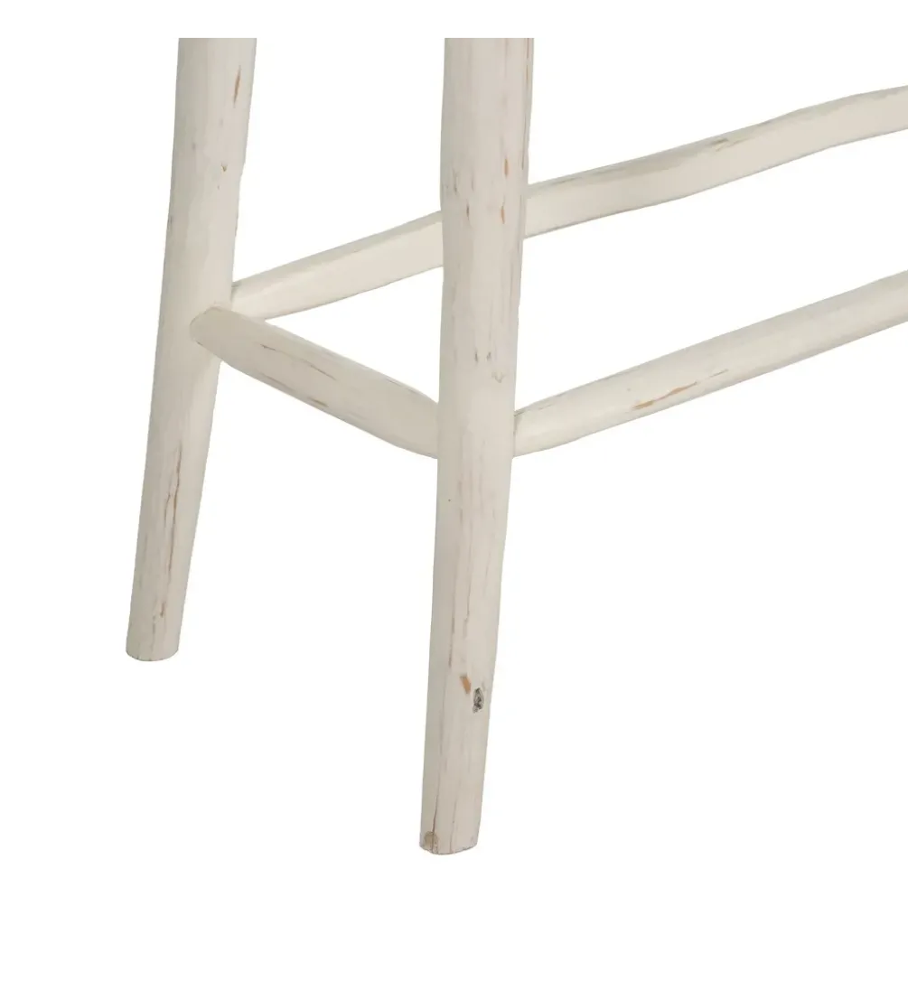 Konsola WORNYM 120 cm drewno teak biała przecierana