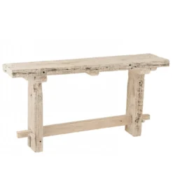 Konsola z drewna z recyklingu PONTE 150 cm bielony