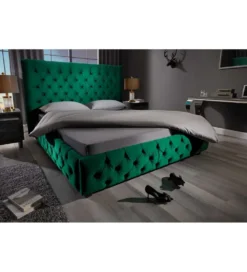 Łóżko tapicerowane PARIS CHESTERFIELD 180 cm x 200 cm ciemnyzielony velvet