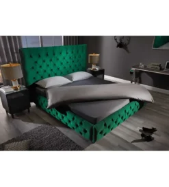 Łóżko tapicerowane PARIS CHESTERFIELD 180 cm x 200 cm ciemnyzielony velvet