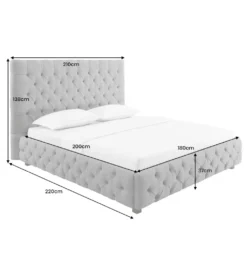 Łóżko tapicerowane PARIS CHESTERFIELD 180 cm x 200 cm Szare lniane
