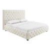 Łóżko tapicerowane PARIS CHESTERFIELD 180 cm x 200 cm beżowe lniane