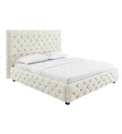 Łóżko tapicerowane PARIS CHESTERFIELD 180 cm x 200 cm beżowe lniane