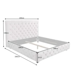 Łóżko tapicerowane PARIS CHESTERFIELD 180 cm x 200 cm beżowe lniane