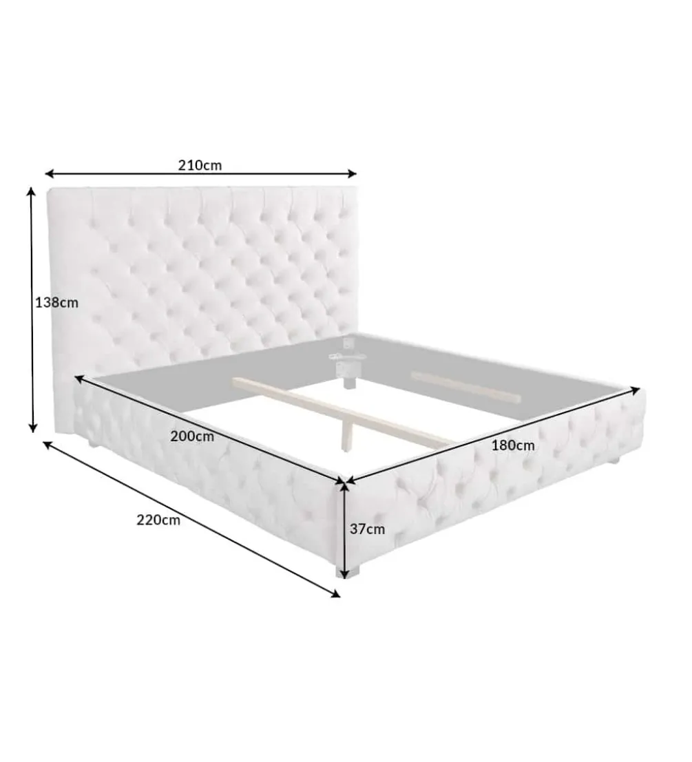 Łóżko tapicerowane PARIS CHESTERFIELD 180 cm x 200 cm beżowe lniane