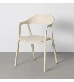 Krzesło BARETO 80 cm kremowe z podłokietnikami nogi v