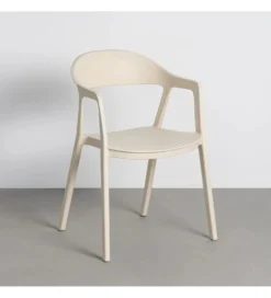 Krzesło BARETO 80 cm kremowe z podłokietnikami nogi v