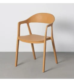 Krzesło BARETO 80 cm żółte z podłokietnikami nogi v