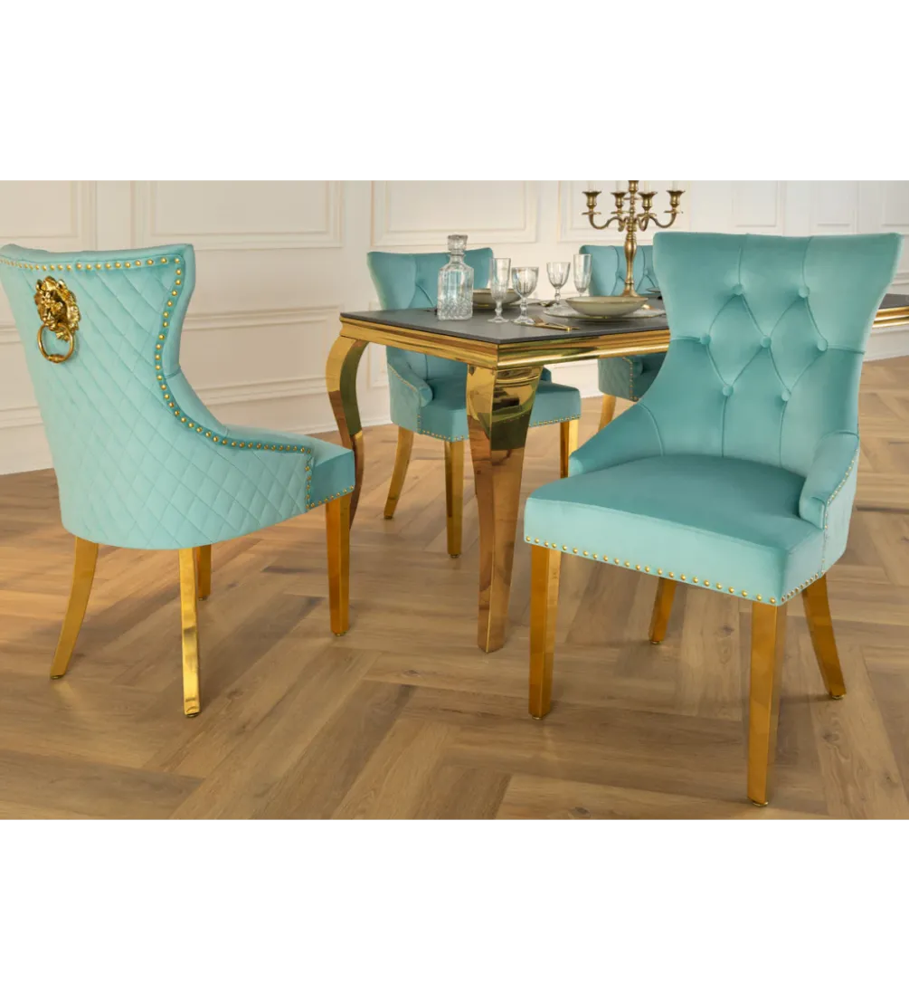 Krzesło CASTLE DELUXE welur jasnoniebieskie