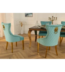 Krzesło CASTLE DELUXE welur jasnoniebieskie