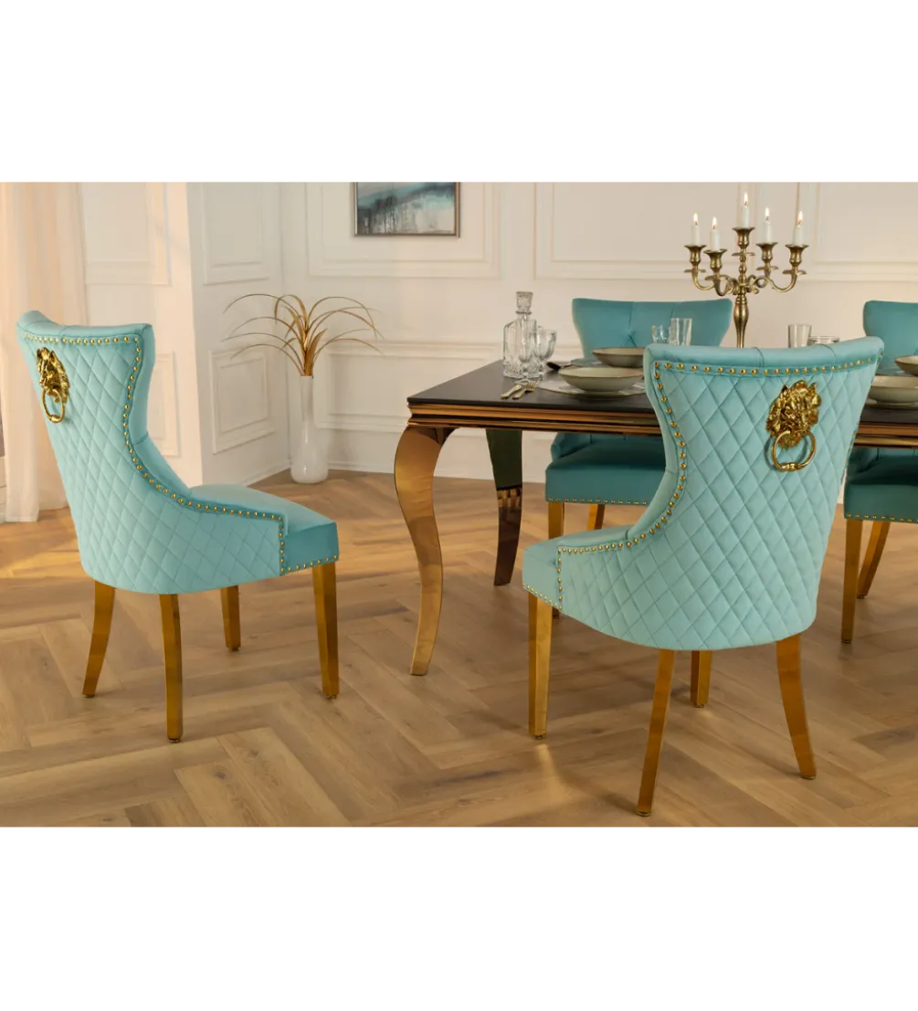 Krzesło CASTLE DELUXE welur jasnoniebieskie