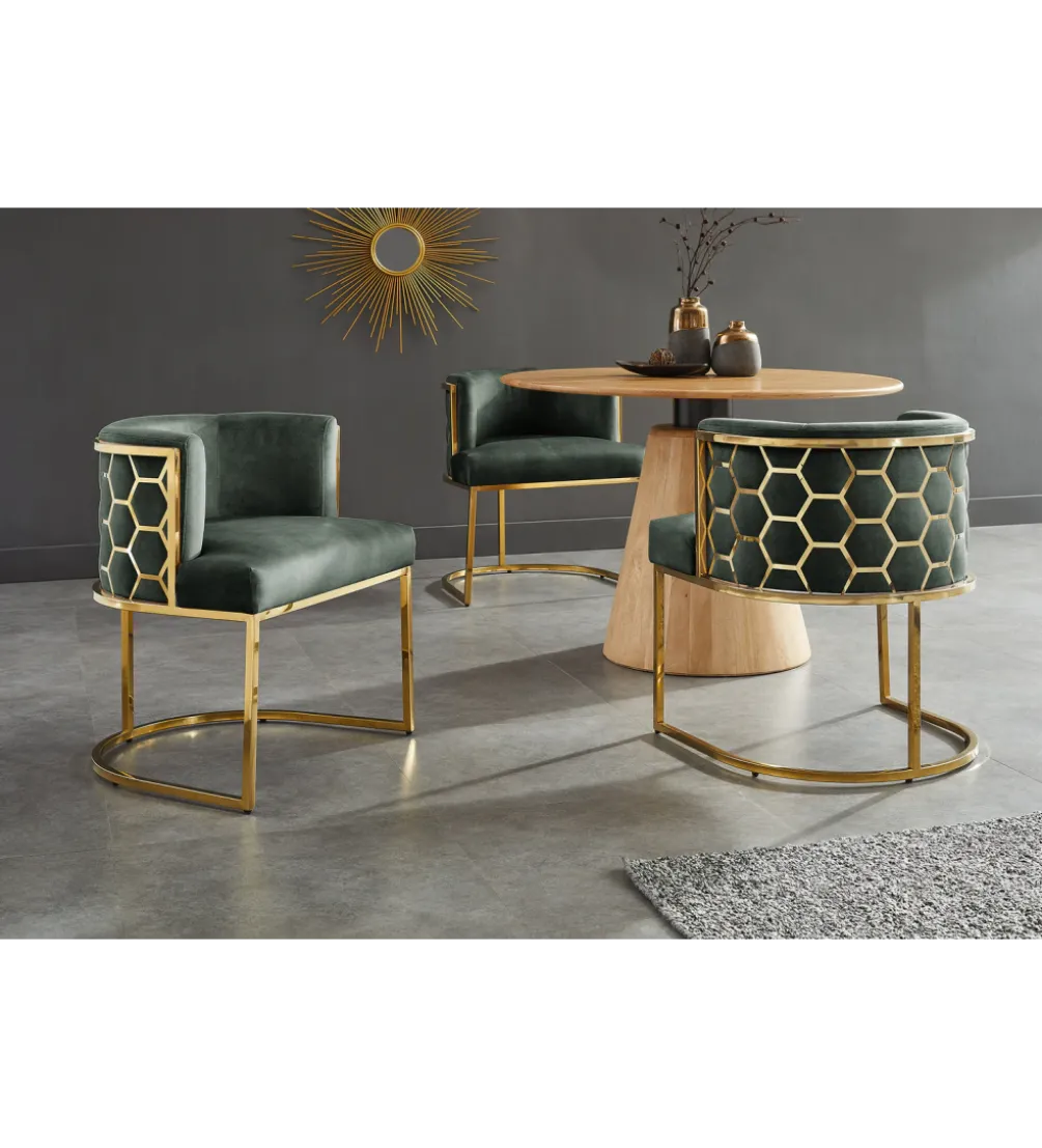 Krzesło ELEGANCE welwet zielony złote nogi