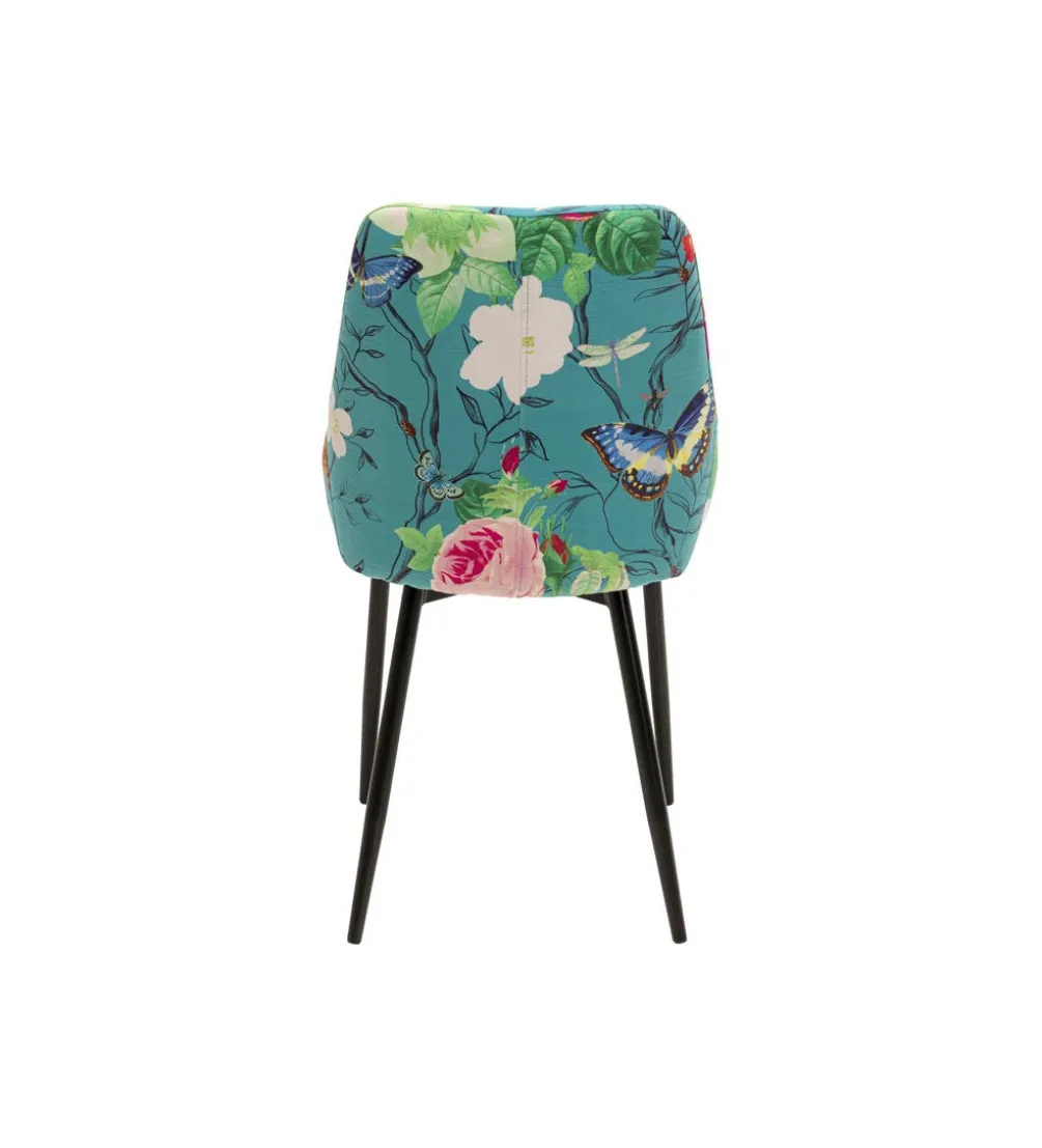 Krzesło FLOWER welur niebieski