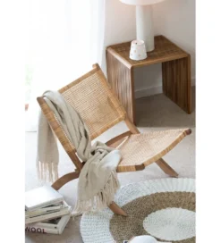 Krzesło FOLDE 78 cm drewno teak rattan