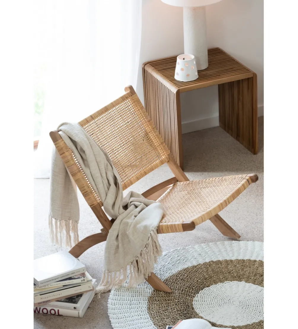 Krzesło FOLDE 78 cm drewno teak rattan