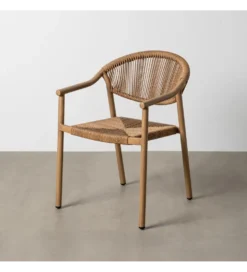 Krzesło NAMILANO 80 cm plecionka w stylu rattan brązowe