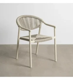 Krzesło NAMILANO 80 cm plecionka w stylu rattan białe