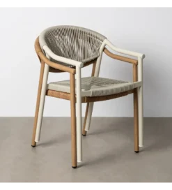 Krzesło NAMILANO 80 cm plecionka w stylu rattan białe