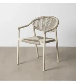Krzesło NAMILANO 80 cm plecionka w stylu rattan białe
