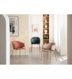 Krzesło NOBLESSE welwet beige złote nogi